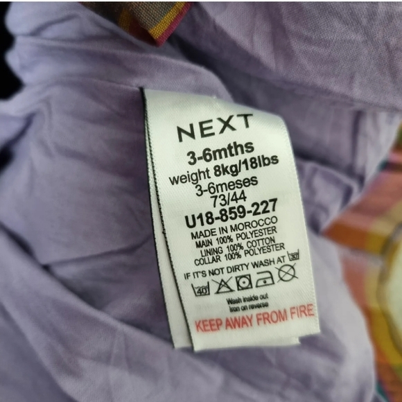 Next Toddler Dress 3-6 Months Check Tafetta With Velvet Collar Vintage Style - Picture 6 of 8